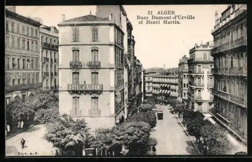AK Algier, Rues Dumont-d`Urville et Henri Martin