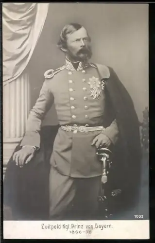AK Luitpold Kgl. Prinz von Bayern in Unifrom mit Umhang