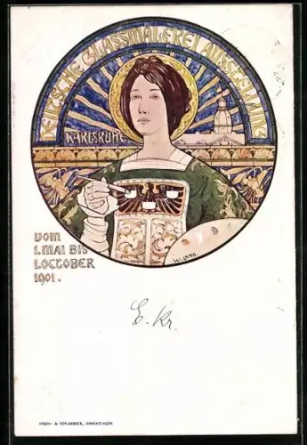Lithographie Karlsruhe, Deutsche Glasmalerei Ausstellung 1901, Künstlerbund Karlsruhe