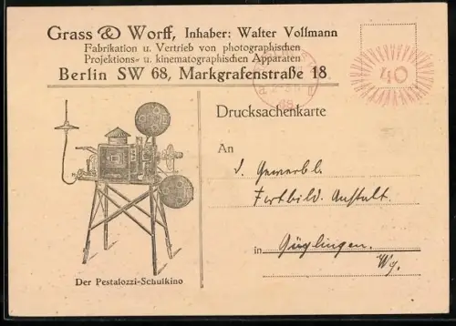 AK Berlin, Pestalozzi-Schulkino, Grass & Worff in der Markgrafenstrasse 18