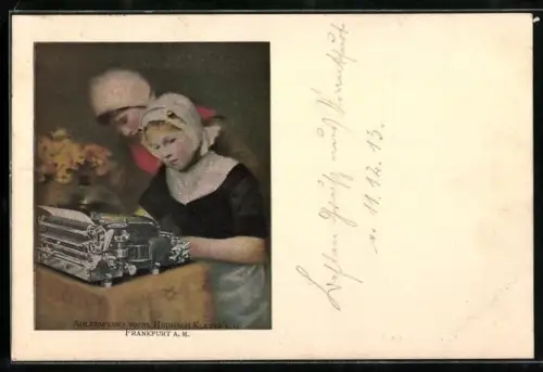 AK Kinder mit Schreibmaschine, Adlerwerke vorm. Heinrich Kleyer A.G.