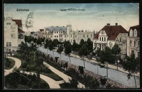 AK Züllichau / Sulechow, Blick auf die Kaiser Wilhelmstrasse