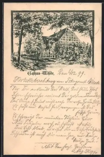 Lithographie Wilsede, Gasthaus
