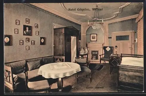 AK Weimar / Thür., Hotel Erbprinz, Goethe-Zimmer