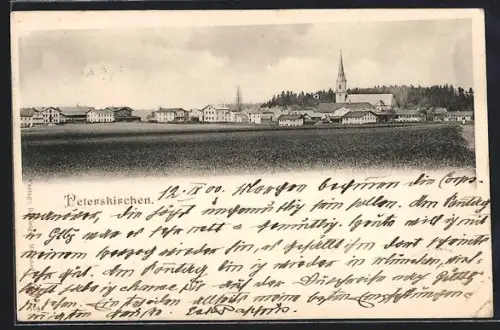 AK Peterskirchen / Traunstein, Ortsansicht mit Kirche
