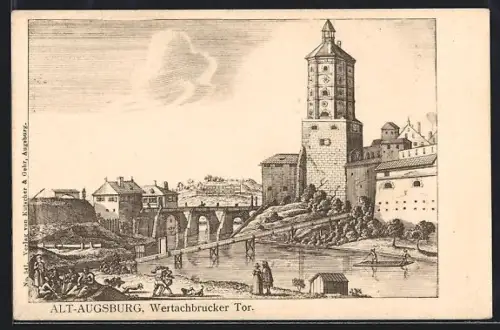 Lithographie Augsburg, Wertachbrucker Tor