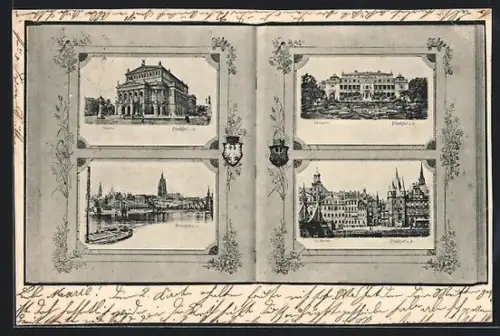 AK Frankfurt a. M., Opernhaus, Palmengarten, Mainansicht