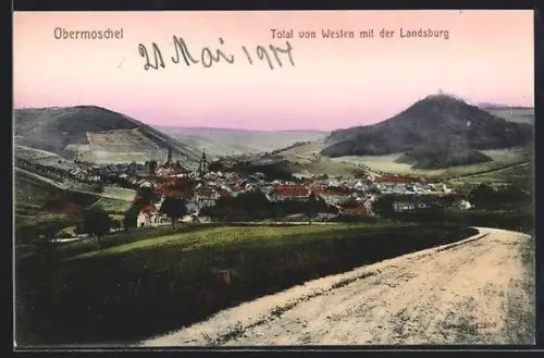AK Obermoschel, Total von Westen mit der Landsburg