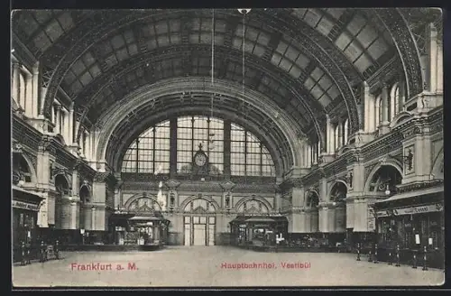 AK Frankfurt a. M., Hauptbahnhof, Vestibül, Innenansicht