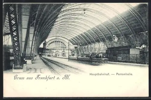 AK Frankfurt a. M., Hauptbahnhof, Perronhalle, Innenansicht