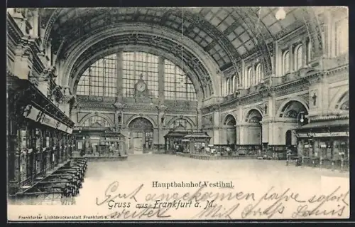 AK Frankfurt a. M., Hauptbahnhof, Vestibül, Innenansicht