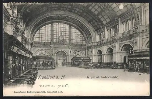 AK Frankfurt a. M., Hauptbahnhof, Vestibül, Innenansicht