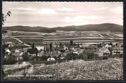 AK Breunigweiler am Donnersberg, Ortsansicht mit Feldern und Hügeln
