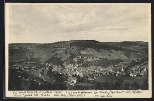 AK Dielkirchen, Ortsansicht, umliegende Hügel