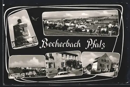 AK Becherbach /Pfalz, Kriegerdenkmal, Ortsansicht, Gasthaus