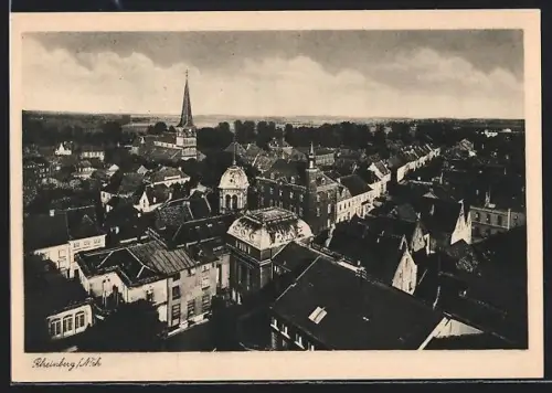 AK Rheinberg /N`rh, Teilansicht mit Kirche