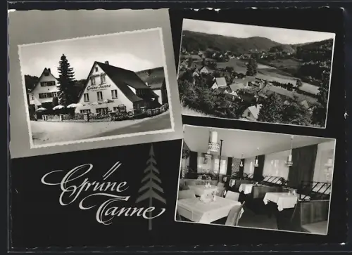 AK Artelshofen /Pegnitztal, Cafe und Pension Grüne Tanne, Innenansicht und Umgebung