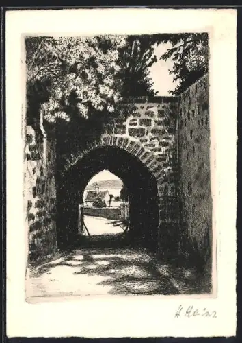 AK Marburg, Durchgang an der Ecke vom Schlosshof