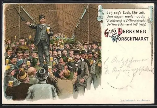 Lithographie Dürkheim, Derkemer Worschtmarkt, Volksfest