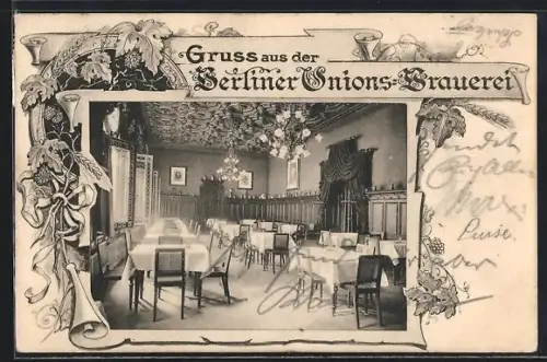 AK Berlin-Kreuzberg, Innenräume der Berliner Unions-Brauerei