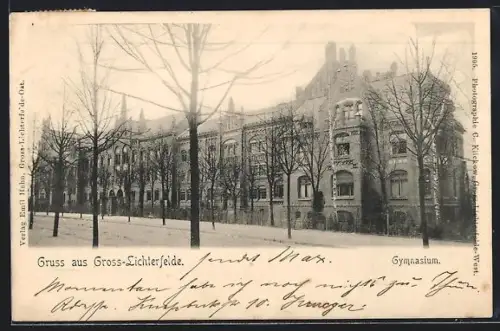 AK Berlin-Gross-Lichterfelde, Gymnasium mit Grünanlagen