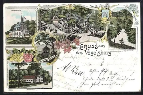 Lithographie Schotten, Vogelsberg, Lehrerheim, Jägerhaus, Blockhaus New-York