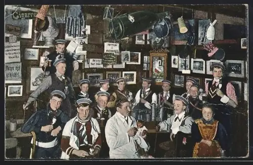 AK Heidelberg / Neckar, Restaurant Sepp`l, Tisch des örtlichen Senioren-Convents mit Verbindungsstudenten in Vollcouleur