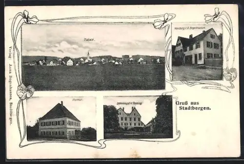 AK Stadtbergen, Handlung von A. Bogenhausen, Pfarrhof und Schlossgut v. Tessing