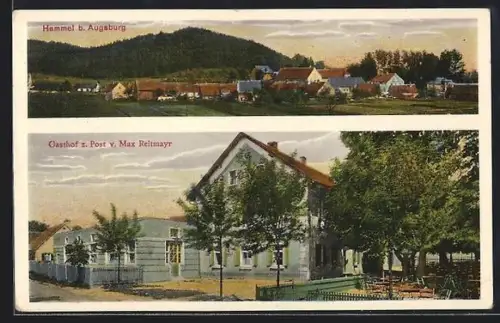 AK Hammel b. Augsburg, Gasthof z. Post v. Max Retmayr, Ortsansicht