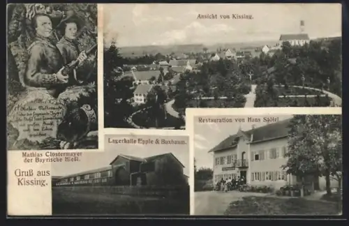 AK Kissing, Lagerhalle Epple & Buxbaum, Restaurant von Hans Stölzl, Mathias Clostermayer der Bayrische Hiessl