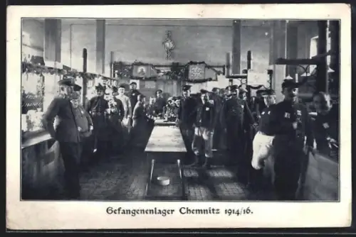AK Chemnitz, Kriegsgefangene im Gefangenenlager Chemnitz 1914-1916