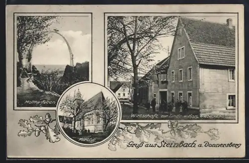 AK Steinbach a. Donnersberg, Gasthof zur Linde v. Karl Siebecker, Moltke Felsen