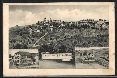 Künstler-AK Zell /Pfalz, Gasthof v. Adam Schildknecht, Schwarzer Herrgott