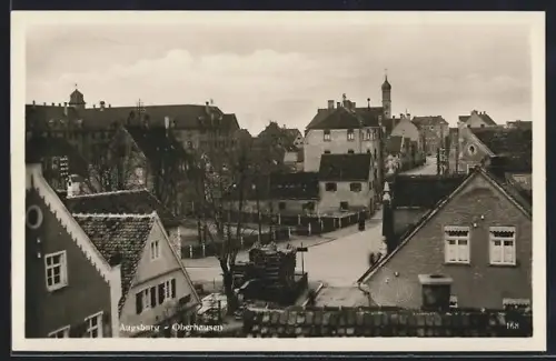 AK Augsburg-Oberhausen, Ortspartie aus der Vogelschau
