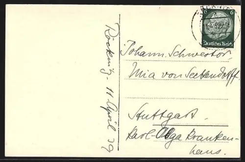 AK Röcknitz /Leipzig, Rittergut Röcknitz, Vorder- u. Rückansicht