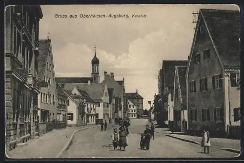 AK Oberhausen-Augsburg, Blick in die Kanalstrasse