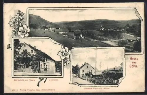 AK Cölln / Bayerfeld, Wirtschaft v. Georg Gerrmann, Bahnhof Bayerfeld