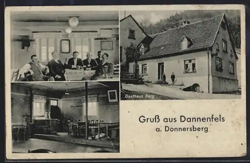 AK Dannenfels a. Donnersberg, Gasthaus Berg mit Stammtischrunde