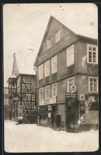 Foto-AK Kirchhain /Hessen, Motorfahrzeuge Emil Noll mit Emailleschilder, Reklame