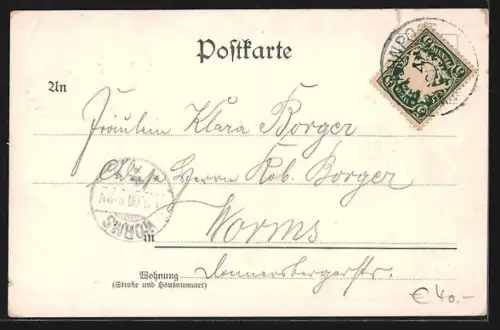 Lithographie Bolanden, Realanstalt Weierhof, Rathaus und Schloss Bolanden