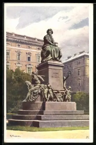 Künstler-AK Rudolf Preuss: Wien, Ludwig van Beethoven Denkmal