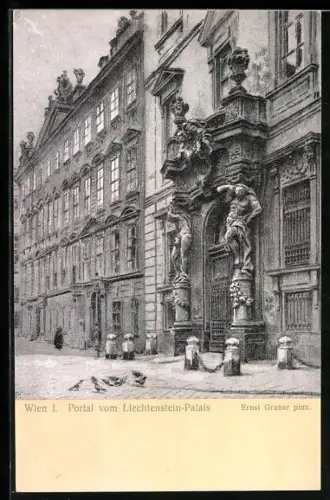 Künstler-AK Wien, Portal vom Liechtenstein-Palais