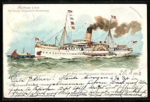 Künstler-AK Hans Bohrdt: Passagierschiff Prinzessin Heinrich, Nordsee Linie Hamburg-Helgoland-Norderney