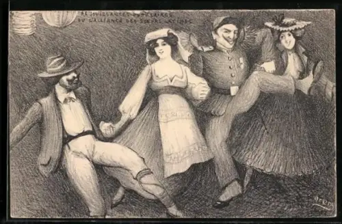 Künstler-AK Charles Denizard (Orens): Rejouissances Populaires du l`Alliance des Soeurs Latines