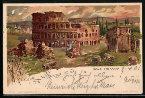 Künstler-AK Raffaele Carloforti: Roma, Colosseo