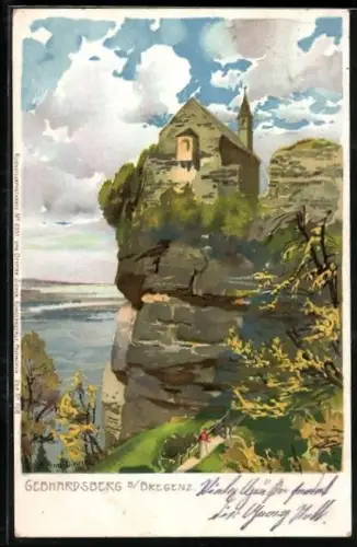 Künstler-AK Zeno Diemer: Bregenz, Gebhardsberg, Teilansicht