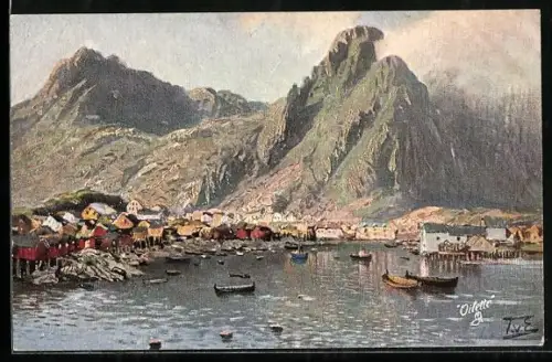 Künstler-AK Themistokles von Eckenbrecher: Svolvaer / Lofoteninseln, Panorama