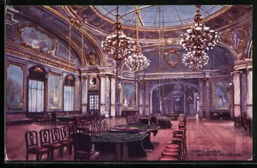Künstler-AK Monte Carlo, Casino, Salon de la Roulette