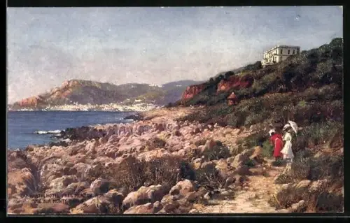 AK Cap Martin, Hôtel près Menton, Vue sur Monte Carlo, deux femmes