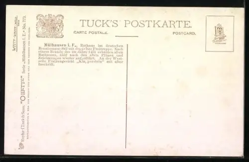 Künstler-AK Mülhausen i. Els., Rathaus